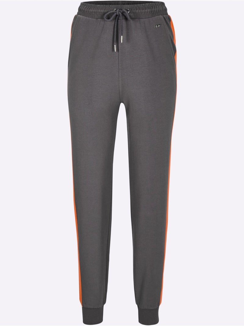 Pantalon à Ceinture élastique Matière Sweat - Taille Standard - Witt Gris Orange - Kiabi