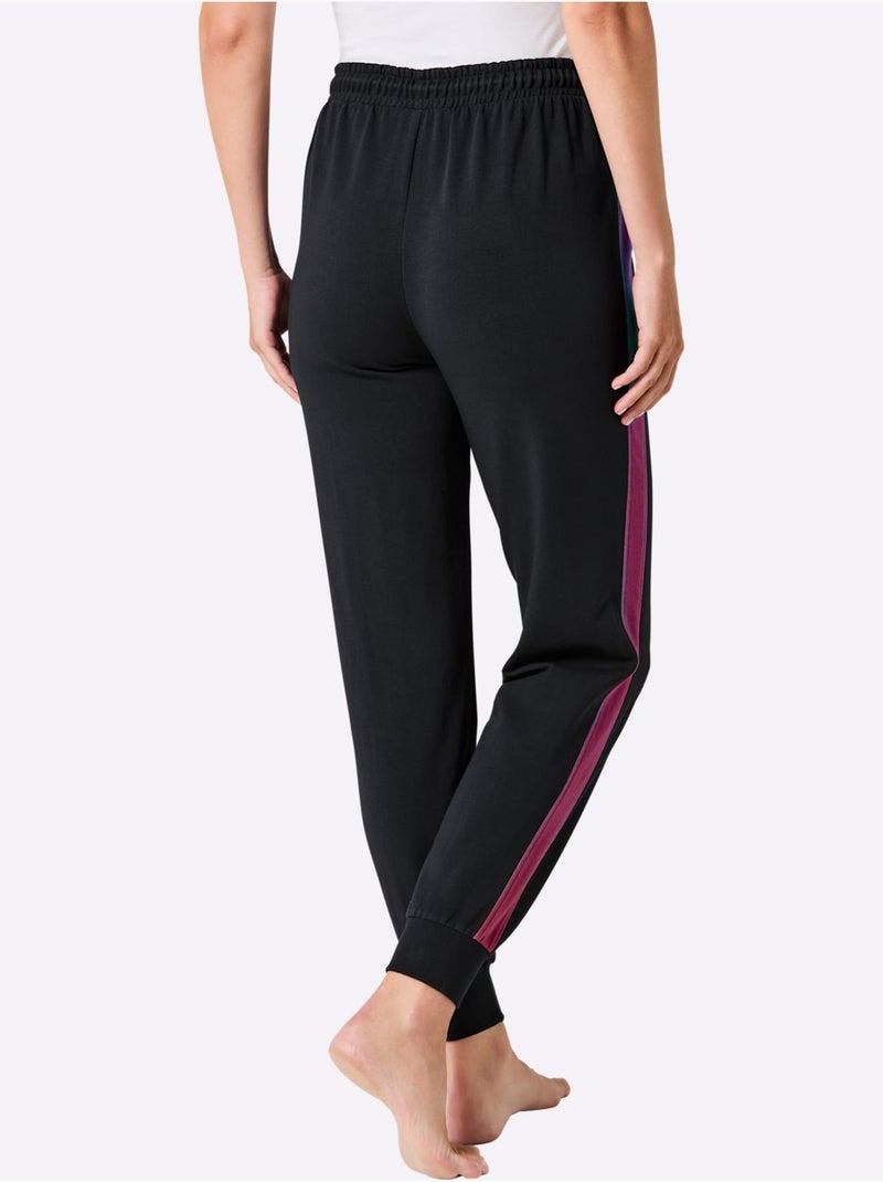 Pantalon à Ceinture élastique Matière Sweat - Taille Standard - Witt Noir Mauve - Kiabi