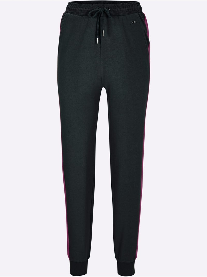 Pantalon à Ceinture élastique Matière Sweat - Taille Standard - Witt Noir Mauve - Kiabi