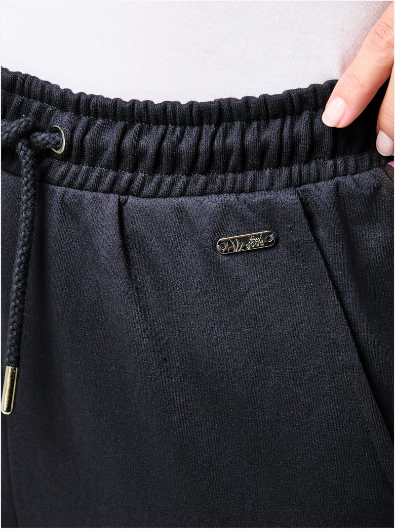 Pantalon à Ceinture élastique Matière Sweat - Taille Standard - Witt Noir Mauve - Kiabi