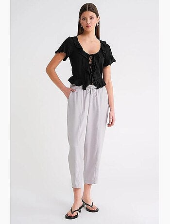 Pantalon à cordon de serrage coupe cigarette mixray