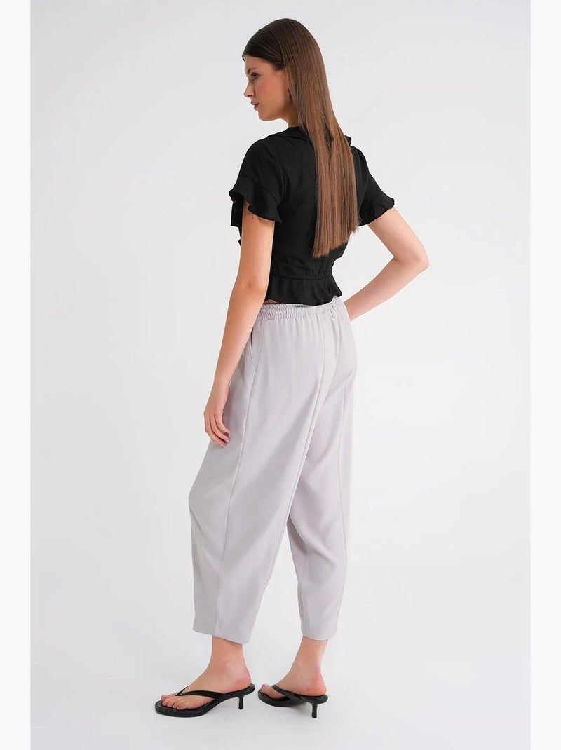 Pantalon à cordon de serrage coupe cigarette mixray Blanc cassé - Kiabi