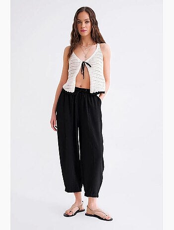 Pantalon à cordon de serrage coupe cigarette mixray