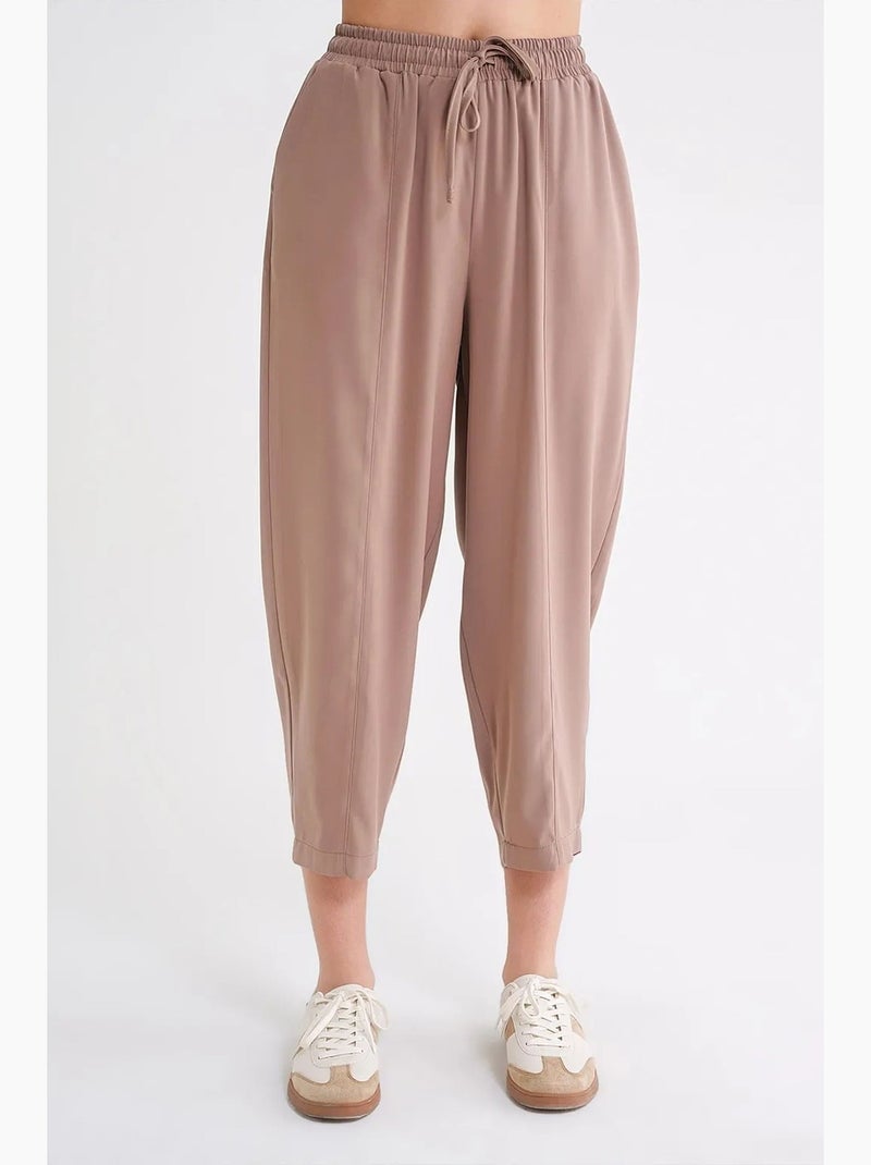 Pantalon à cordon de serrage coupe cigarette mixray Taupe - Kiabi