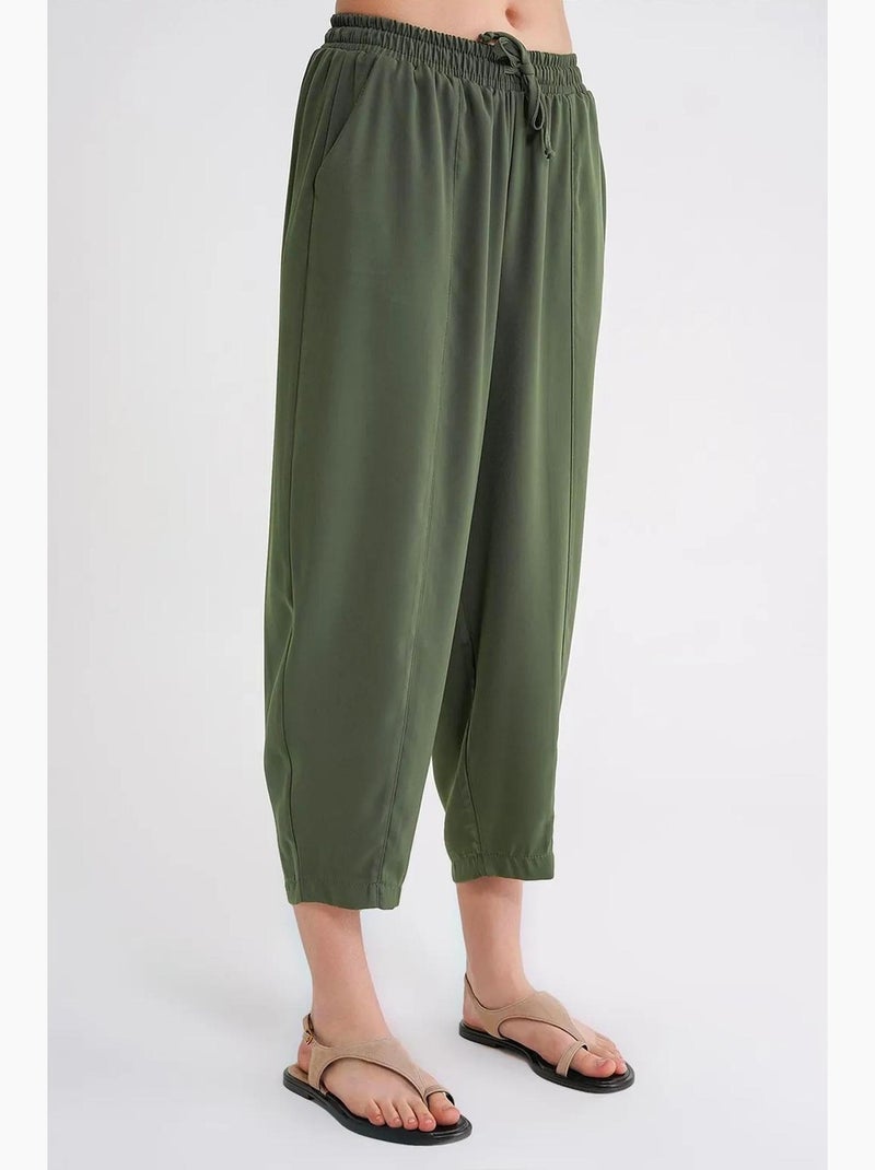 Pantalon à cordon de serrage coupe cigarette mixray Vert kaki - Kiabi
