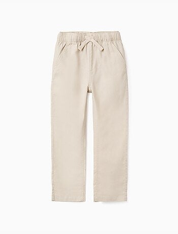 Pantalon à coupe droite en lin avec cordon de serrage