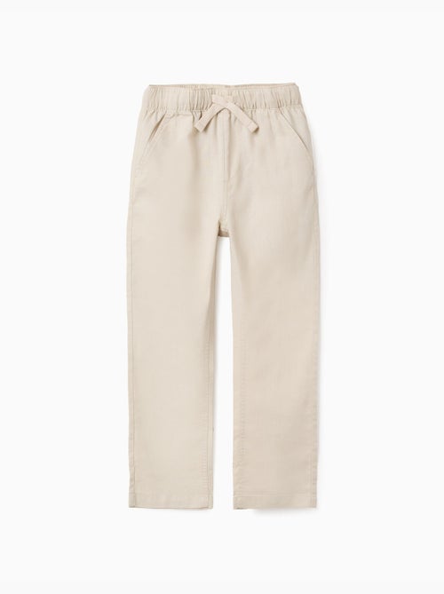 Pantalon à coupe droite en lin avec cordon de serrage - Kiabi