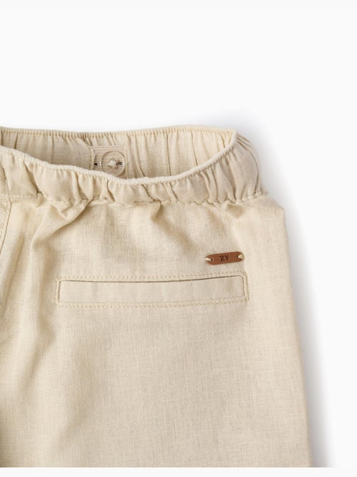 Pantalon à coupe droite en lin avec cordon de serrage - Kiabi