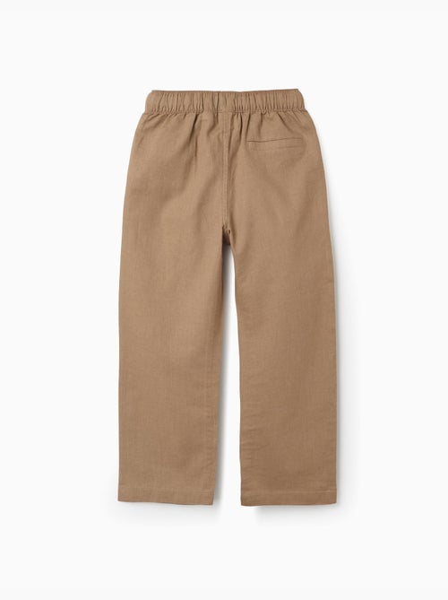 Pantalon à coupe droite en lin avec cordon de serrage - Kiabi