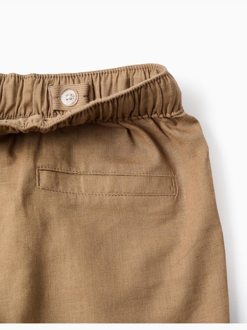 Pantalon à coupe droite en lin avec cordon de serrage - Kiabi