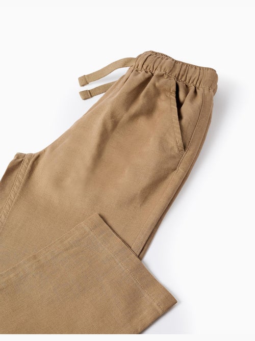 Pantalon à coupe droite en lin avec cordon de serrage - Kiabi