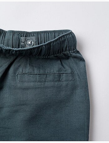 Pantalon à coupe droite en lin avec cordon de serrage