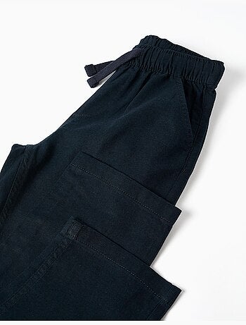 Pantalon à coupe droite en lin avec cordon de serrage