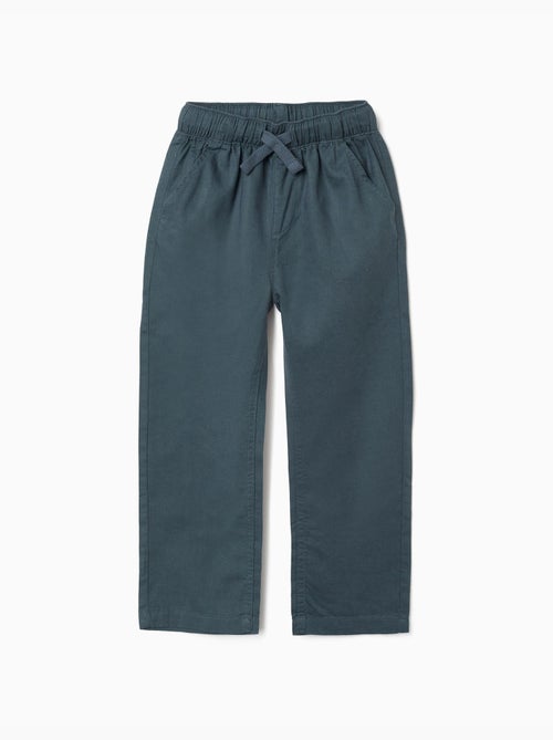 Pantalon à coupe droite en lin avec cordon de serrage - Kiabi