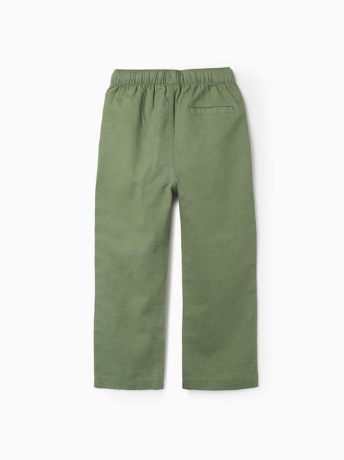 Pantalon à coupe droite en lin avec cordon de serrage - Kiabi