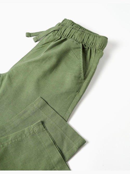 Pantalon à coupe droite en lin avec cordon de serrage - Kiabi