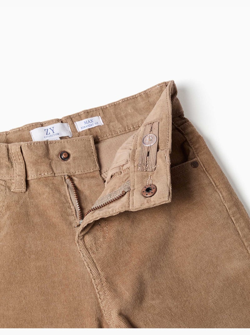 Pantalon à coupe droite en velours côtelé Beige - Kiabi