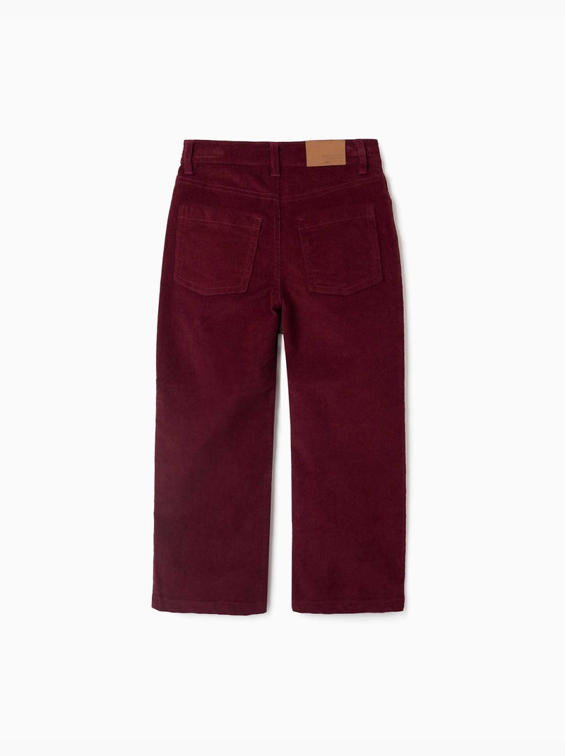 Pantalon à coupe droite en velours côtelé Rouge foncé - Kiabi
