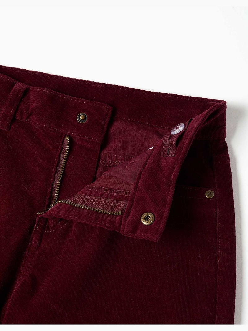 Pantalon à coupe droite en velours côtelé Rouge foncé - Kiabi