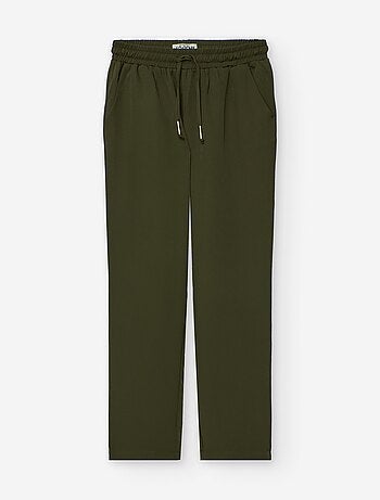 Pantalon à coupe regular en crêpe avec cordon de serrage