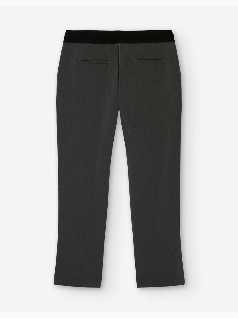 Pantalon à coupe regular en sergé avec poches Gris - Kiabi