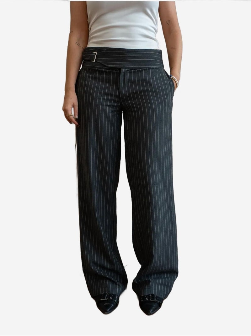 Pantalon à fines rayures jennifer Gris - Kiabi