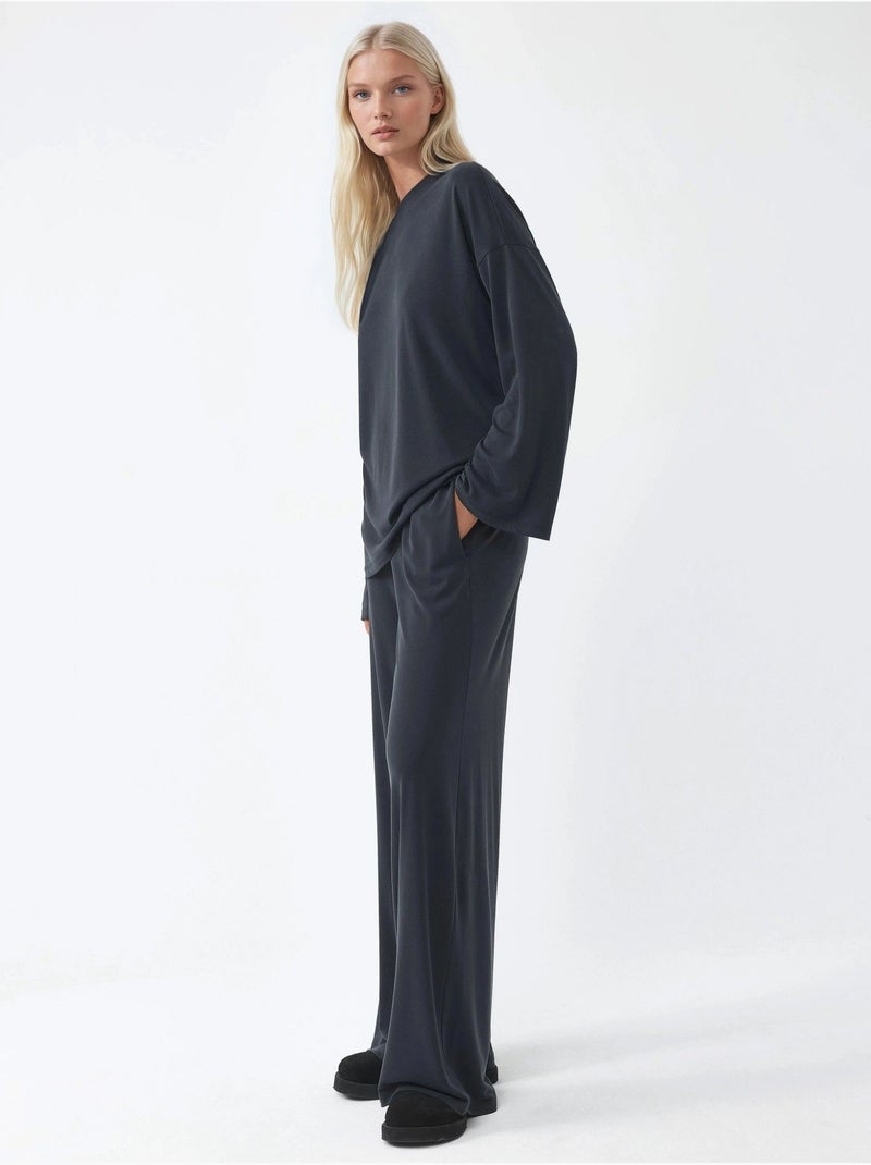 Pantalon à jambe droite à enfiler busem Gris Noir - Kiabi