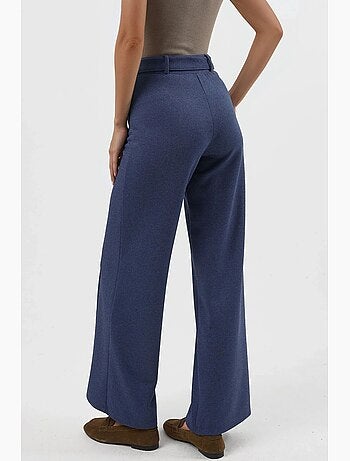 Pantalon à jambe droite taille haute avec ceinture busem