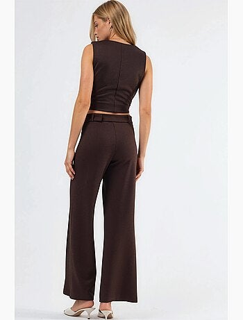 Pantalon à jambe droite taille haute avec ceinture busem
