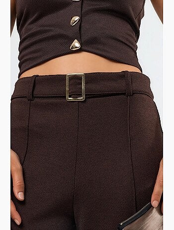 Pantalon à jambe droite taille haute avec ceinture busem