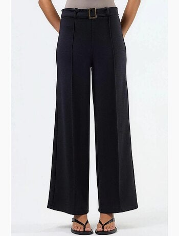 Pantalon à jambe droite taille haute avec ceinture busem