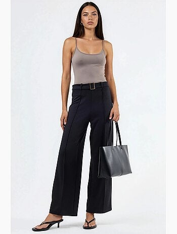Pantalon à jambe droite taille haute avec ceinture busem