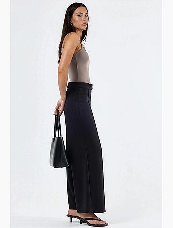 Pantalon à jambe droite taille haute avec ceinture busem