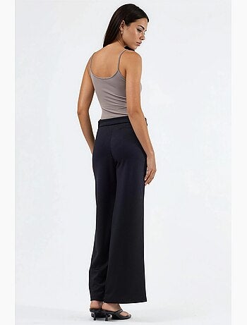 Pantalon à jambe droite taille haute avec ceinture busem