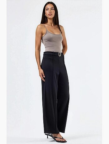 Pantalon à jambe droite taille haute avec ceinture busem