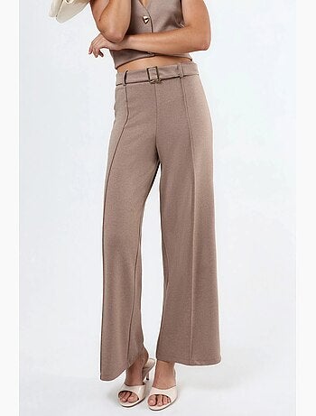 Pantalon à jambe droite taille haute avec ceinture busem