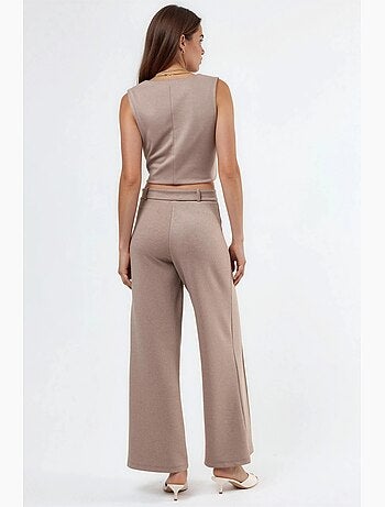 Pantalon à jambe droite taille haute avec ceinture busem