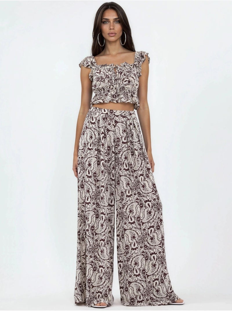 Pantalon à jambe large à imprimé cachemire busem Multicolore - Kiabi
