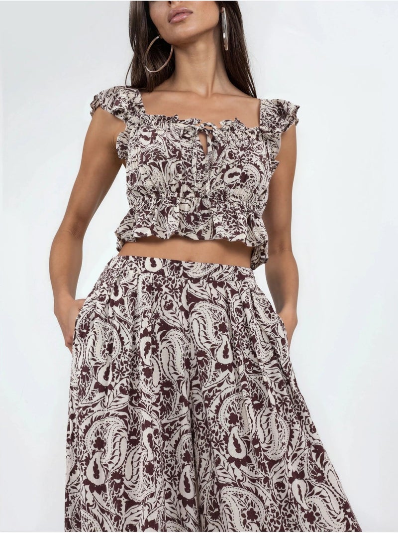 Pantalon à jambe large à imprimé cachemire busem Multicolore - Kiabi