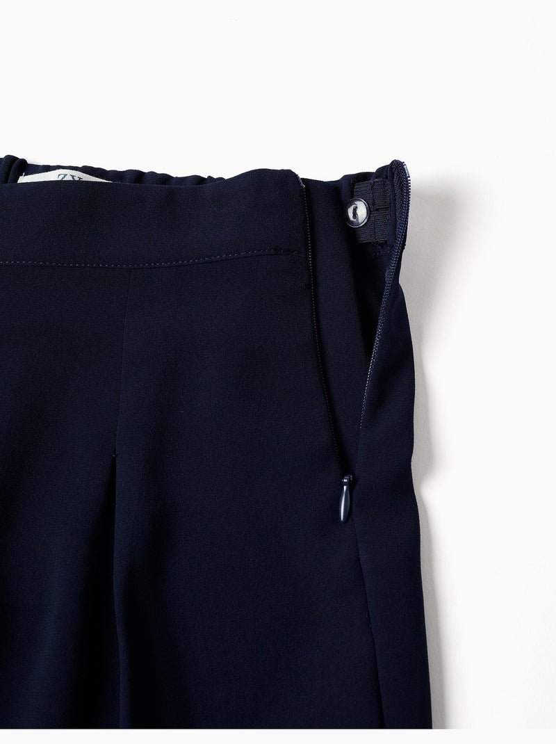 Pantalon à jambe large avec plis à l'avant Bleu Bleu - Kiabi