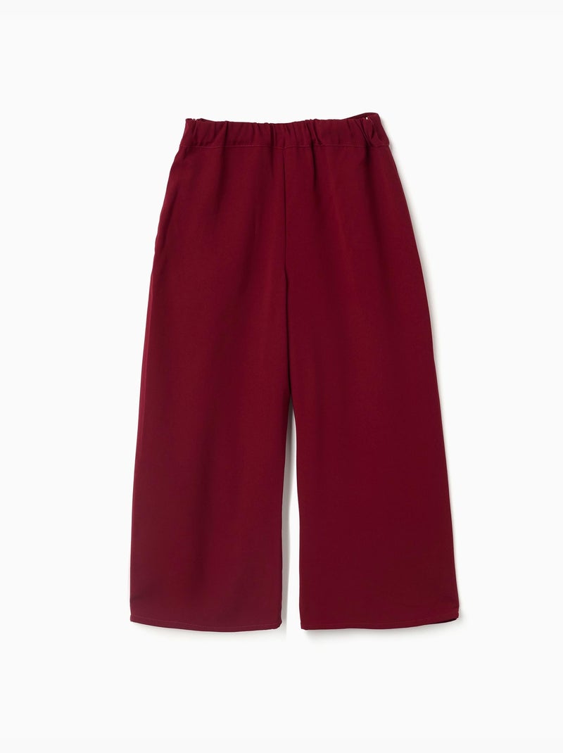 Pantalon à jambe large avec plis à l'avant Rouge foncé - Kiabi
