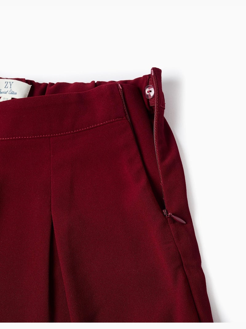 Pantalon à jambe large avec plis à l'avant Rouge foncé - Kiabi