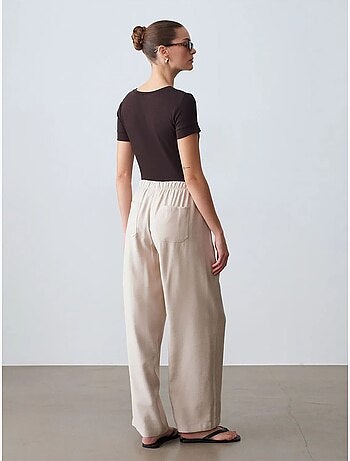 Pantalon à jambe large avec taille élastique et cordon dilvin