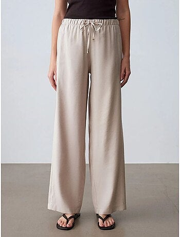 Pantalon à jambe large avec taille élastique et cordon dilvin