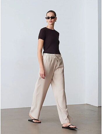 Pantalon à jambe large avec taille élastique et cordon dilvin