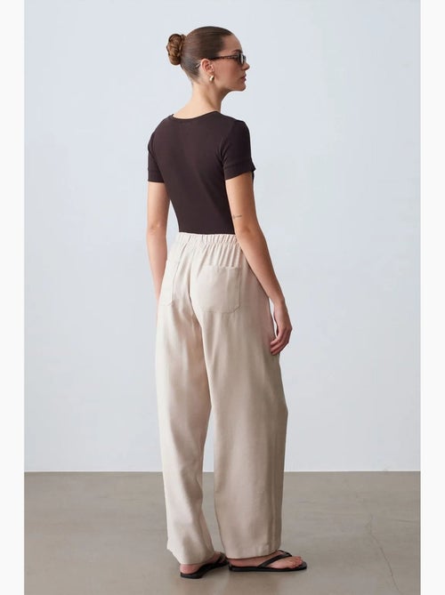 Pantalon à jambe large avec taille élastique et cordon dilvin - Kiabi