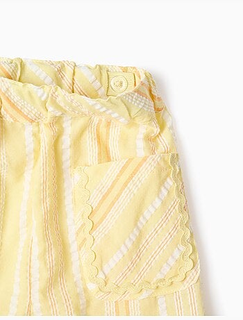 Pantalon à jambe large en coton à rayures