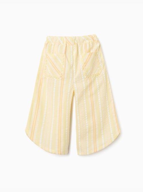 Pantalon à jambe large en coton à rayures - Kiabi