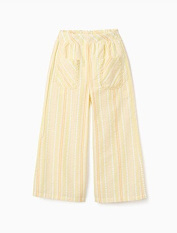 Pantalon à jambe large en coton à rayures