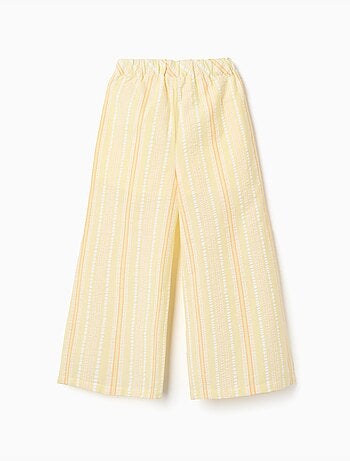 Pantalon à jambe large en coton à rayures